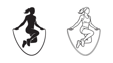 jump rope in motion black vector bundle icon © Shamsul