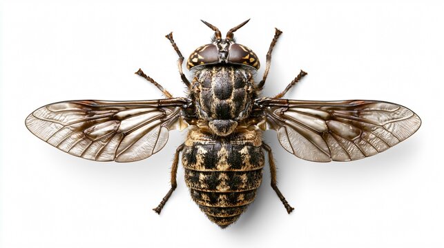 Beautiful Narrow-winged Horsefly Tabanus maculicornis Isolated on White Background
