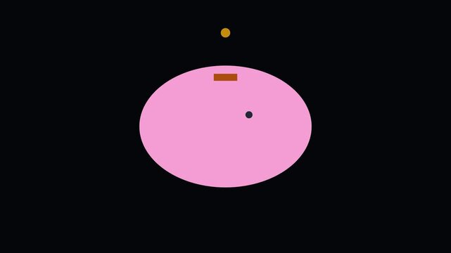 Minimalist abstract pink oval shape with geometric and floating dots on animation 4k black background