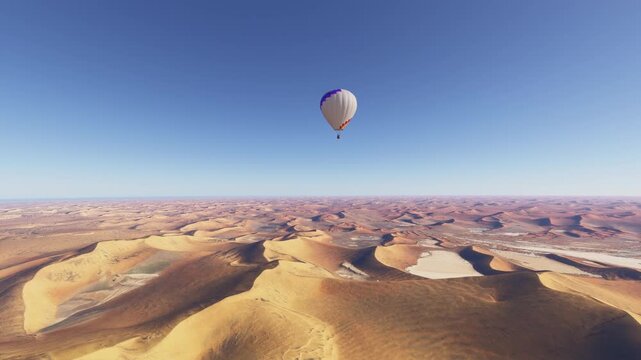 Circular aerial drone view of the Balloon Ride in Deadvlei Desert. Namibia