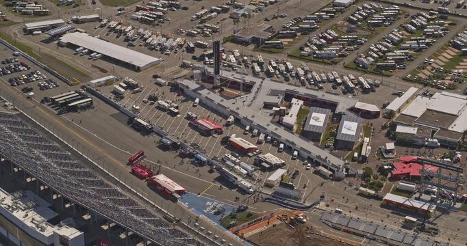 Daytona Beach Florida Aerial v18 tight shot of the world famous international speedway racetrack - DJI Inspire 2, X7, 6k - March 2020