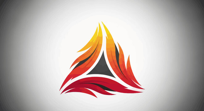 Modern abstract fire wing triangle logo in orange and red
