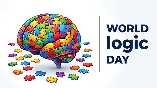 World logic day colorful puzzle brain illustration