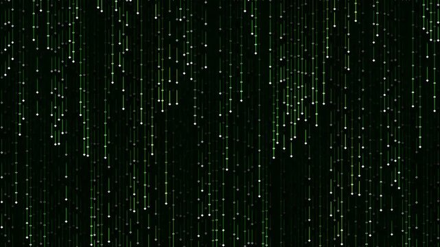 Digital code streaming down black background.