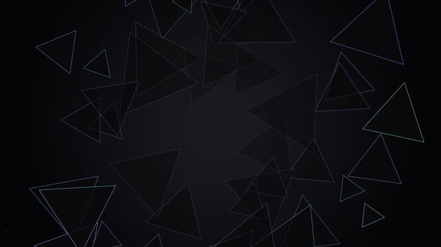 Animated abstract geometric triangles gently moving on dark background creating dynamic pattern