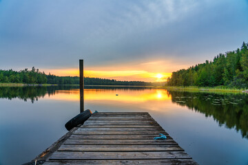 Hallangen lake at sunset. Kalmar region in Sweden. Europe © Pawel Pajor