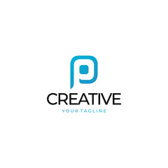 Fototapeta premium Rounded letter P logo with a modern cyan style, suitable for digital apps, software brands, startups, and technology companies.