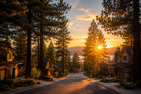 Sunset in the suburbs