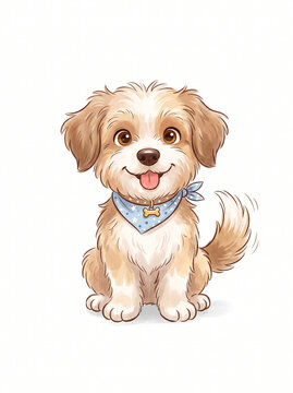 cute puppy drawing on white