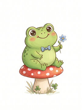 frog on a leaf vector drawing