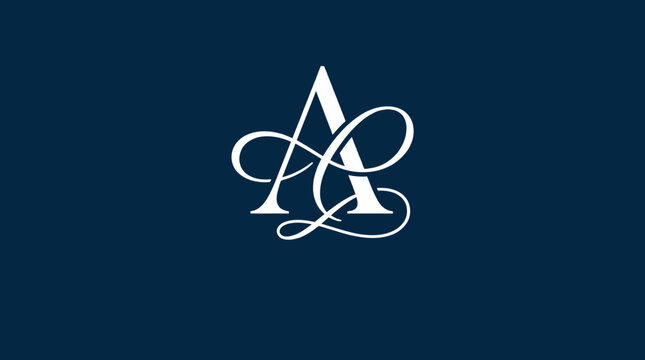 Elegant script AL monogram logo on dark blue background.