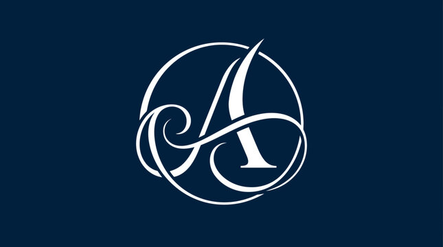 Elegant script letter A monogram in white circle.