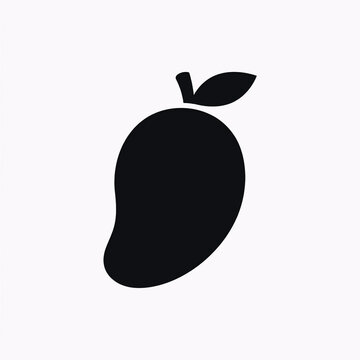 Silhouette of Whole Mango with Leaf Minimalist Black Vector Icon