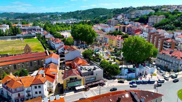 Aerial view of Coimbra, a riverfront city in central Portugal and the country&rsquo;s former capital, is home to a preserved medieval old town and the historic University of Coimbra