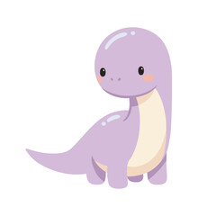Long Neck Dinosaur Illustration in Cute Kawaii Cartoon Style © Felipe
