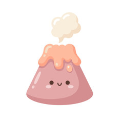 Volcano Illustration in Cute Kawaii Cartoon Style © Felipe