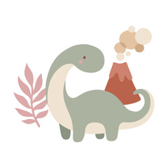 Baby Dinosaur Illustration in Cute Kawaii Cartoon Style © Felipe