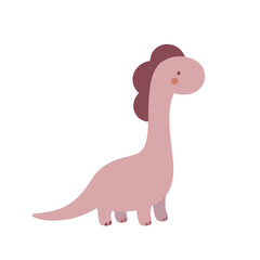 Long Neck Dinosaur Illustration in Cute Kawaii Cartoon Style © Felipe