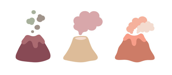 Erupting Volcano Illustration in Cute Kawaii Cartoon Style collection © Felipe