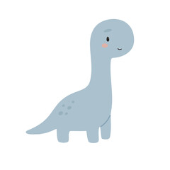 Long Neck Dinosaur Illustration in Cute Kawaii Cartoon Style © Felipe