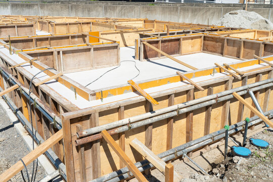 住宅の基礎工事の様子・ベタ基礎・コンクリート・土間コン