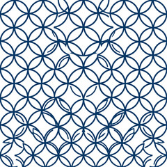 Obraz premium Minimalist blue interlocking circle shippo geometric pattern