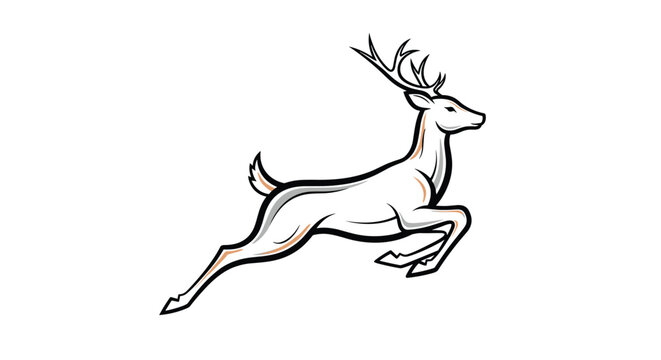 simple outline of a deer jumping gracefully with stylized orange and gray accents on a white background.