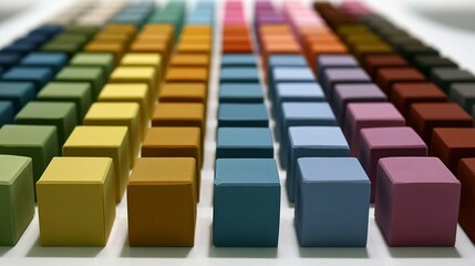 Obraz premium Rows of colorful blocks arranged in orderly columns