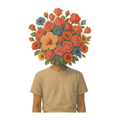 Fototapeta premium PNG Floral head surreal art