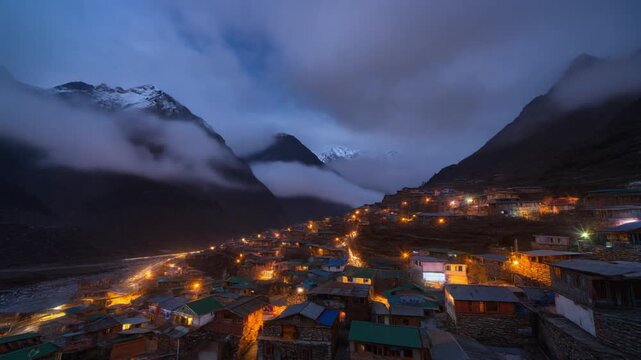 Majestic Blue Hour at Namche Bazaar Nepal in the Himalayas