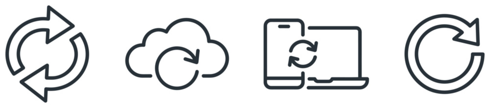 Refresh and reload sign set with cloud and mobile device connectivity status line icons.