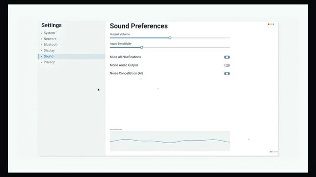 Computer Settings UI Interface Showing Sound Preferences and Audio Controls