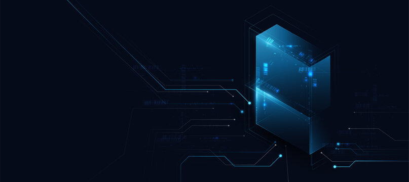 Data Center Server Technology Abstract Blue Digital Network Banner Background