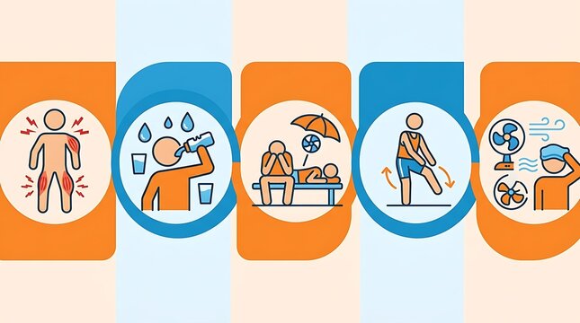 Infographic showing heat exhaustion symptoms and safety tips