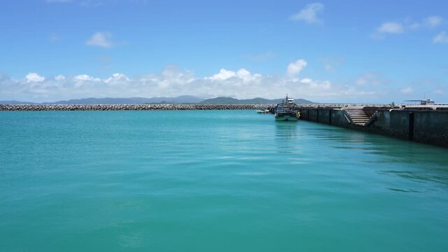 pier in the ocean, turtle saying hi