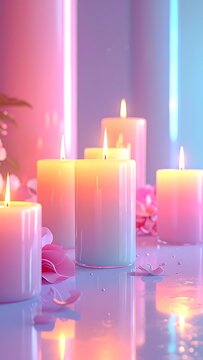 Colorful Candles with Soft Lighting.