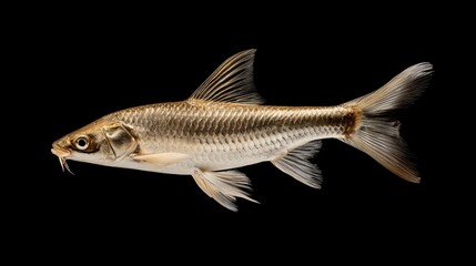 Fototapeta premium Detailed Side View of a Freshwater Fish Against Black Background