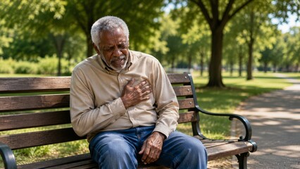 Fototapeta premium Elderly feeling chest discomfort