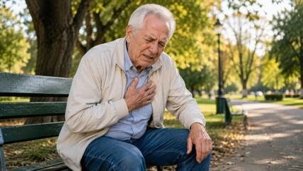 Fototapeta premium Elderly feeling chest discomfort
