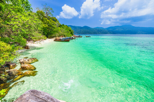 Beautiful beach on the tropical sea at Koh Lipe, Satun Province, Thailand.