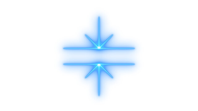 Glowing neon blue star sparkle icon isolated on transparent background. Magic glint. Shining effect. Minimalist sparkle. Light burst. Bright flash.