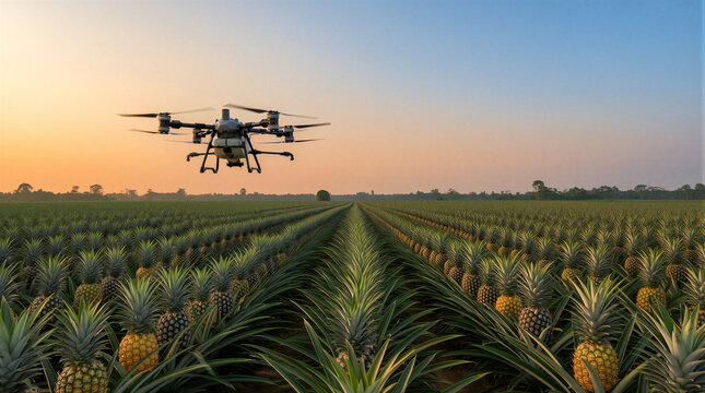 agriculture drone in pineapple farm