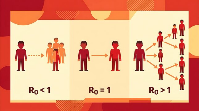 Viral transmission rate infographic showing r0 mathematical models