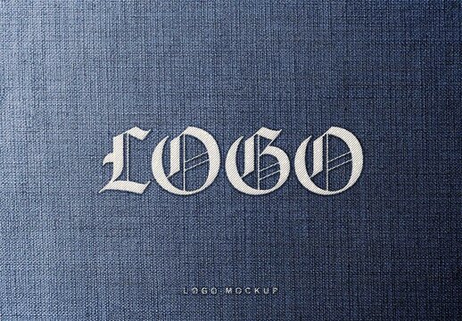 Blue Denim Fabric Logo & Text Effect