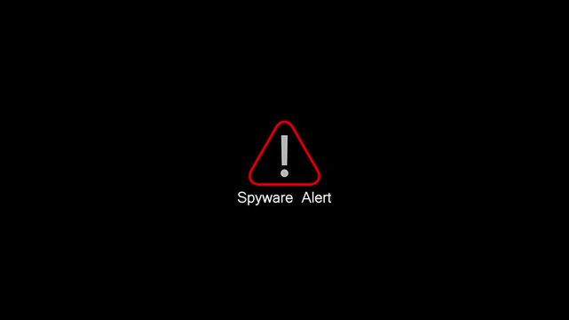 Loading bar to spyware alert warning icon animation red triangle danger error computer virus data breach threat concept white minimalist loop motion graphic isolated on black background.