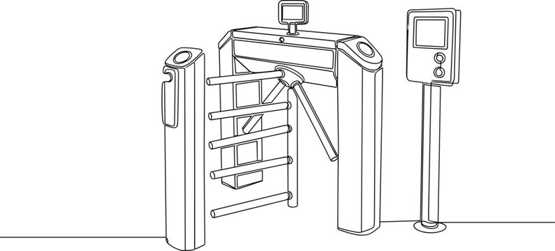 Turnstile Entry System with Card Reader for Access Control and Security