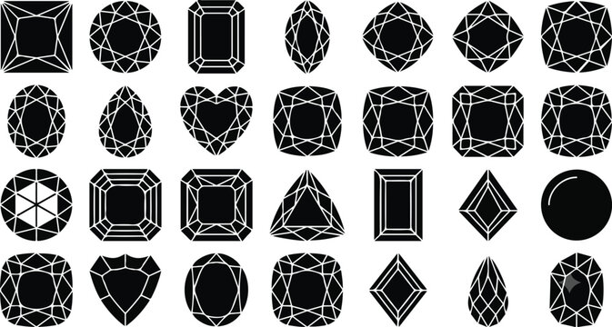 Diamond Shape Icons White On Black Sticker Set Big.eps