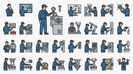 Fototapeta premium Illustrations of Industrial and Manufacturing Processes