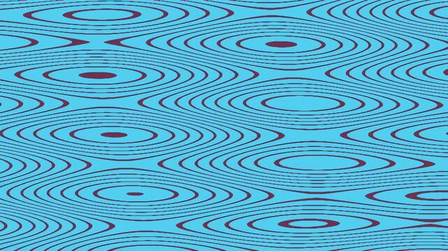 Abstract blue pattern with concentric circles and wavy lines