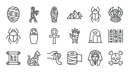 Halloween Hand Drawn Line Art Icons of Animals and Objects in Minimalist Outline Style © AFSHANASUFIA